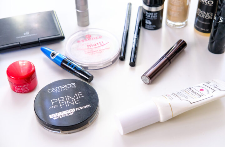 makeup empties powders, primers, foundations, eyeliners, lipsticks