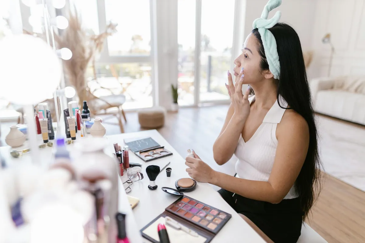 Beauty products on a vanity